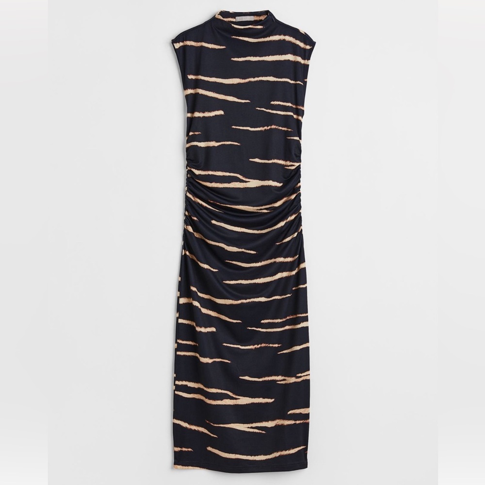 NWTs Zebra Print Gathered Jersey Dress